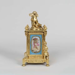 Ormolu and Sèvres Style Porcelain Mounted Clock Set in the Louis XVI Manner