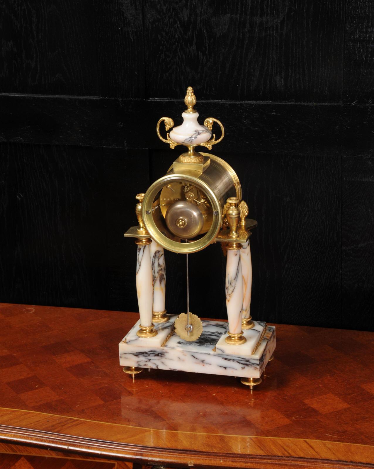 Ormolu and Specimen Marble Portico Antique French Clock Louis XVI 7