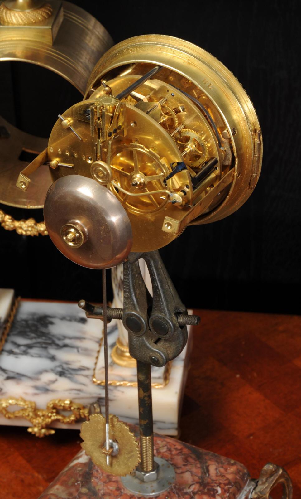 Ormolu and Specimen Marble Portico Antique French Clock Louis XVI 9