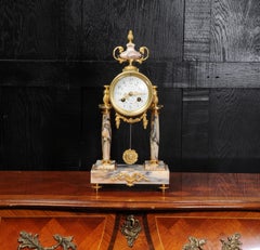 Ormolu and Specimen Marble Portico Antique French Clock Louis XVI