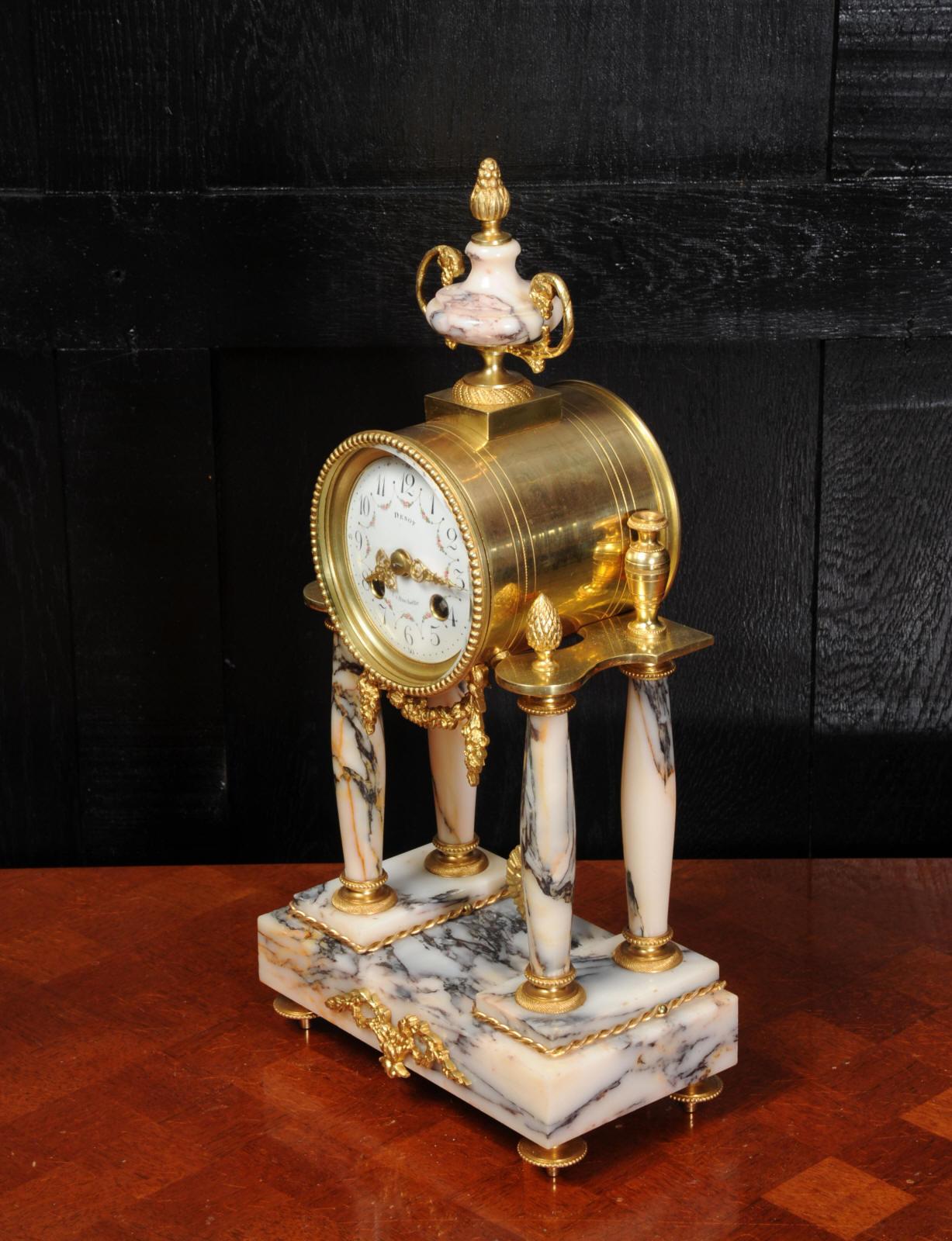 Ormolu and Specimen Marble Portico Antique French Clock Louis XVI 1