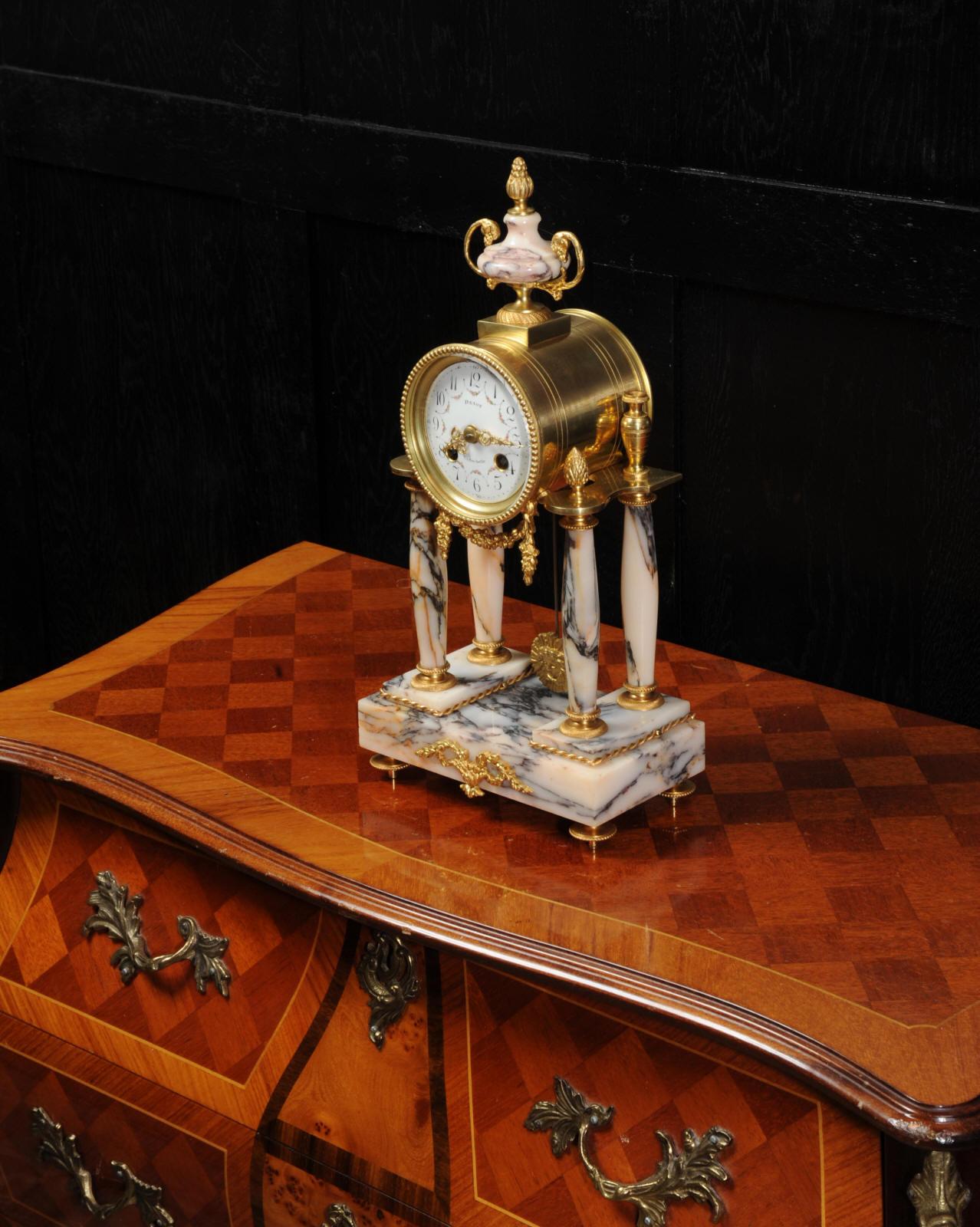 Ormolu and Specimen Marble Portico Antique French Clock Louis XVI 2