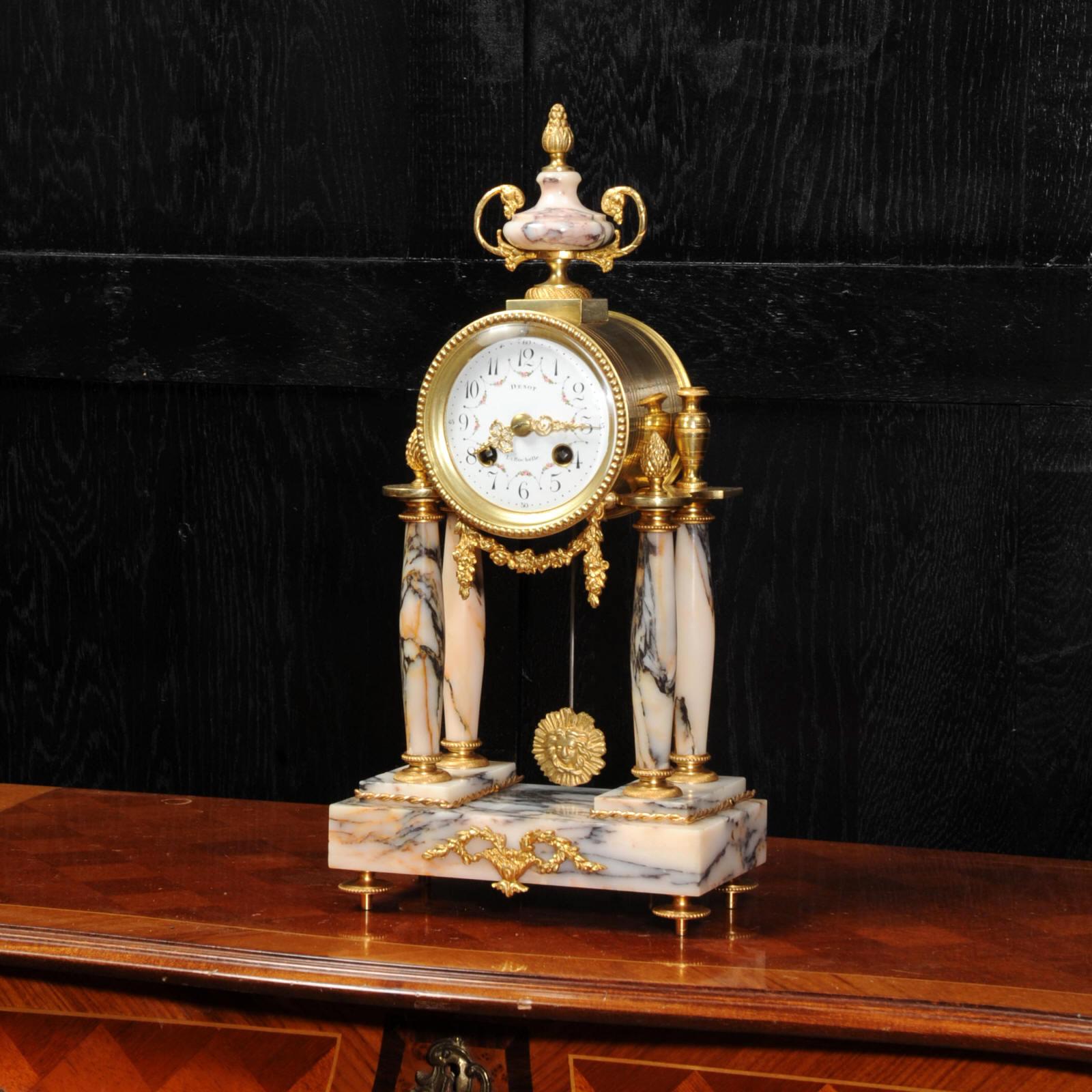 Ormolu and Specimen Marble Portico Antique French Clock Louis XVI 5