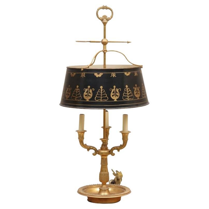 Lampe Bouillotte française en bronze doré et étain en vente