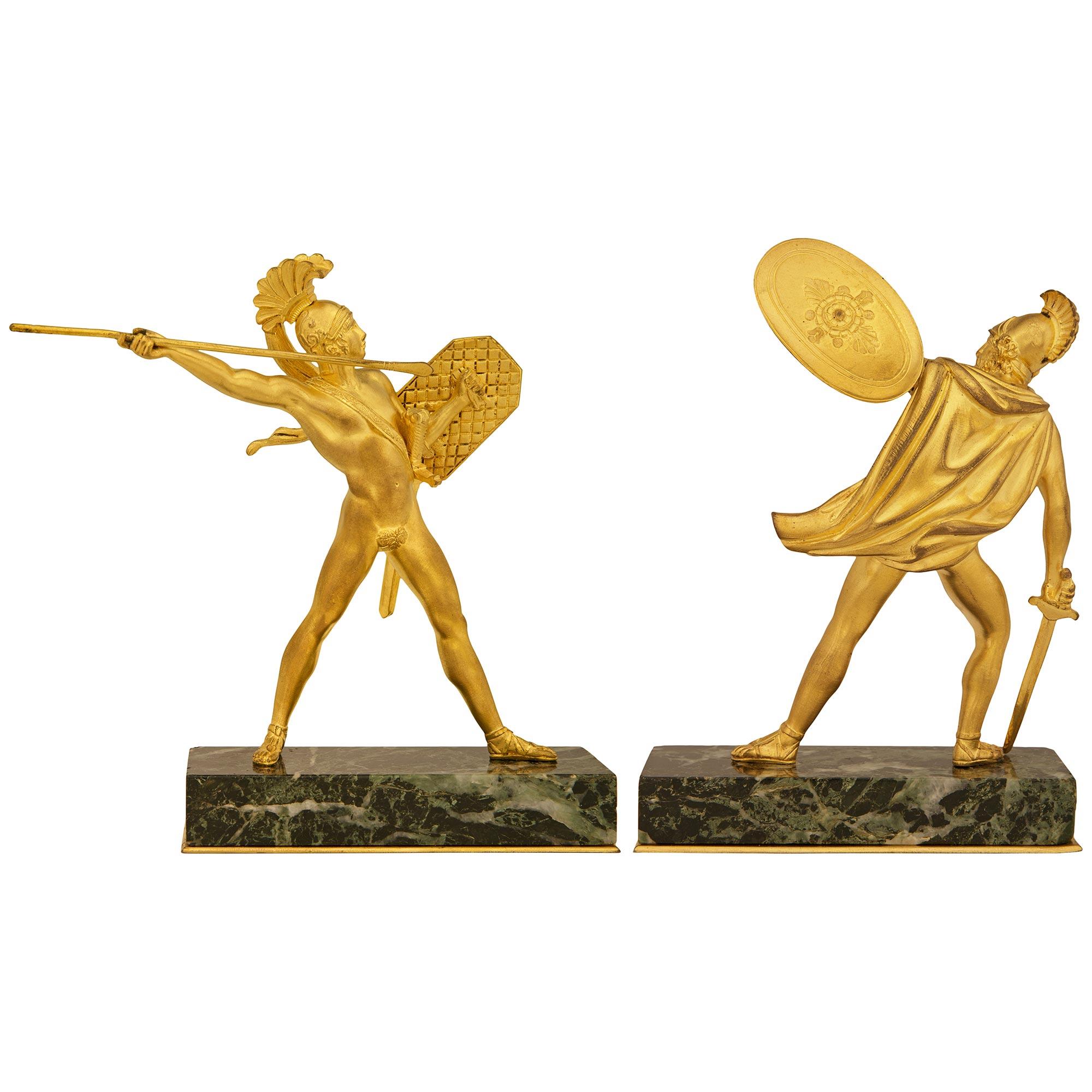 Ormolu and Verde Antico marble statues of The Intervention of the Sabines For Sale 5