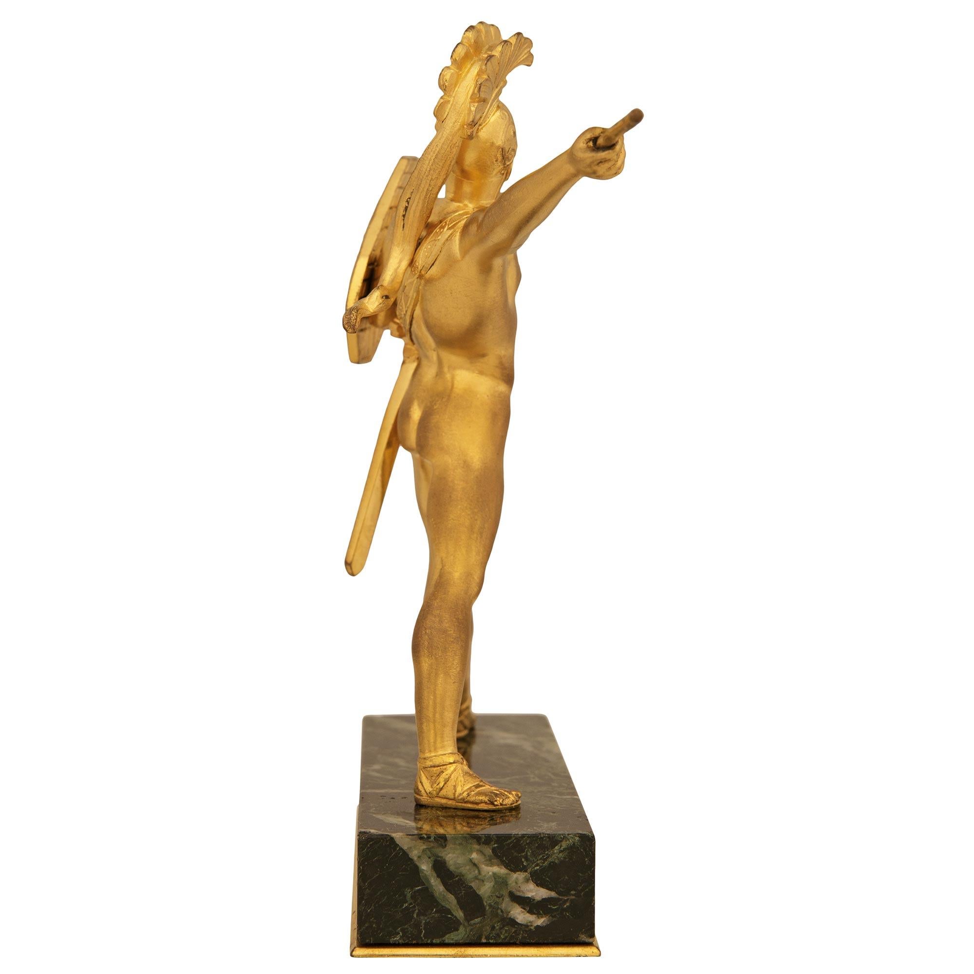 Ormolu and Verde Antico marble statues of The Intervention of the Sabines In Good Condition For Sale In West Palm Beach, FL