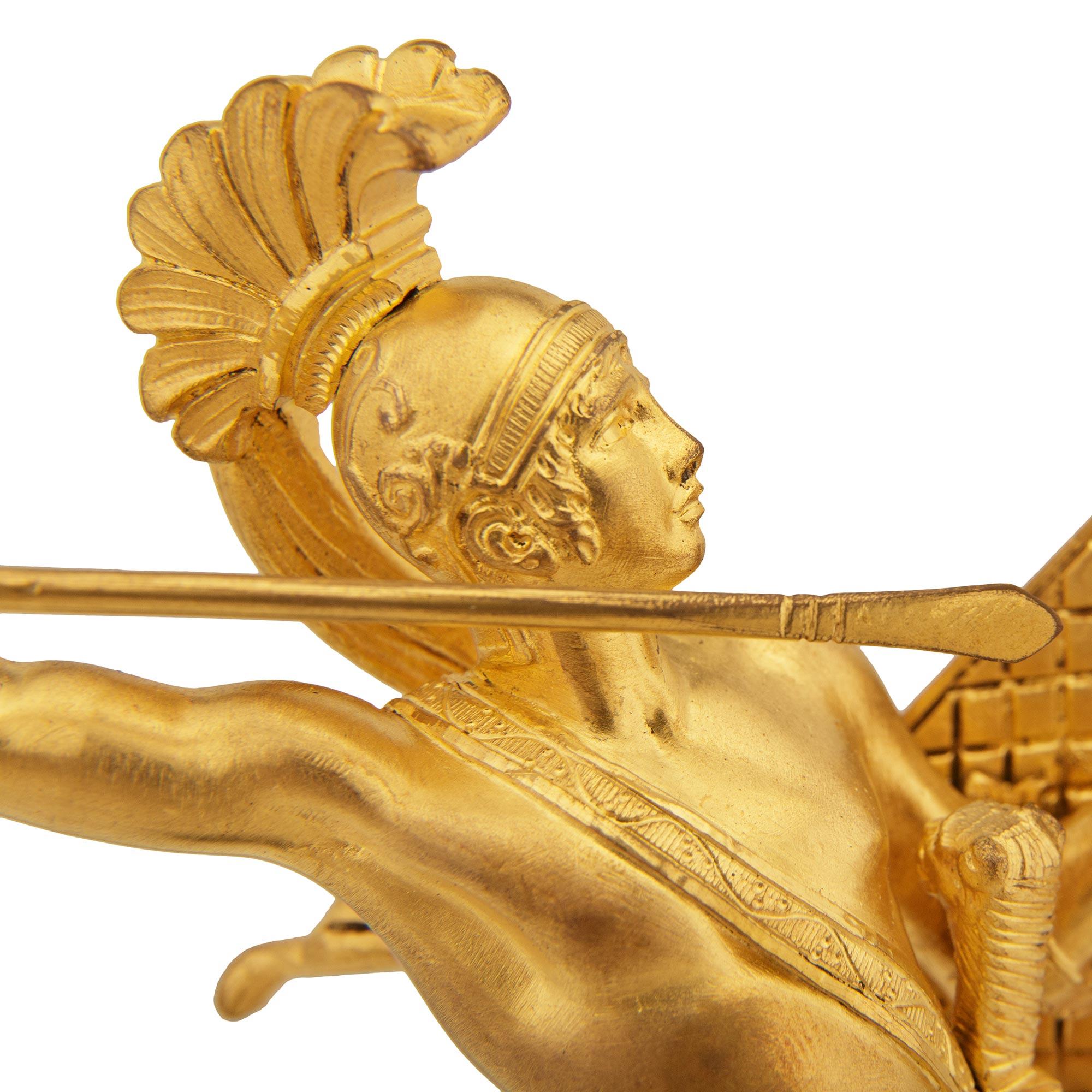 19th Century Ormolu and Verde Antico marble statues of The Intervention of the Sabines For Sale