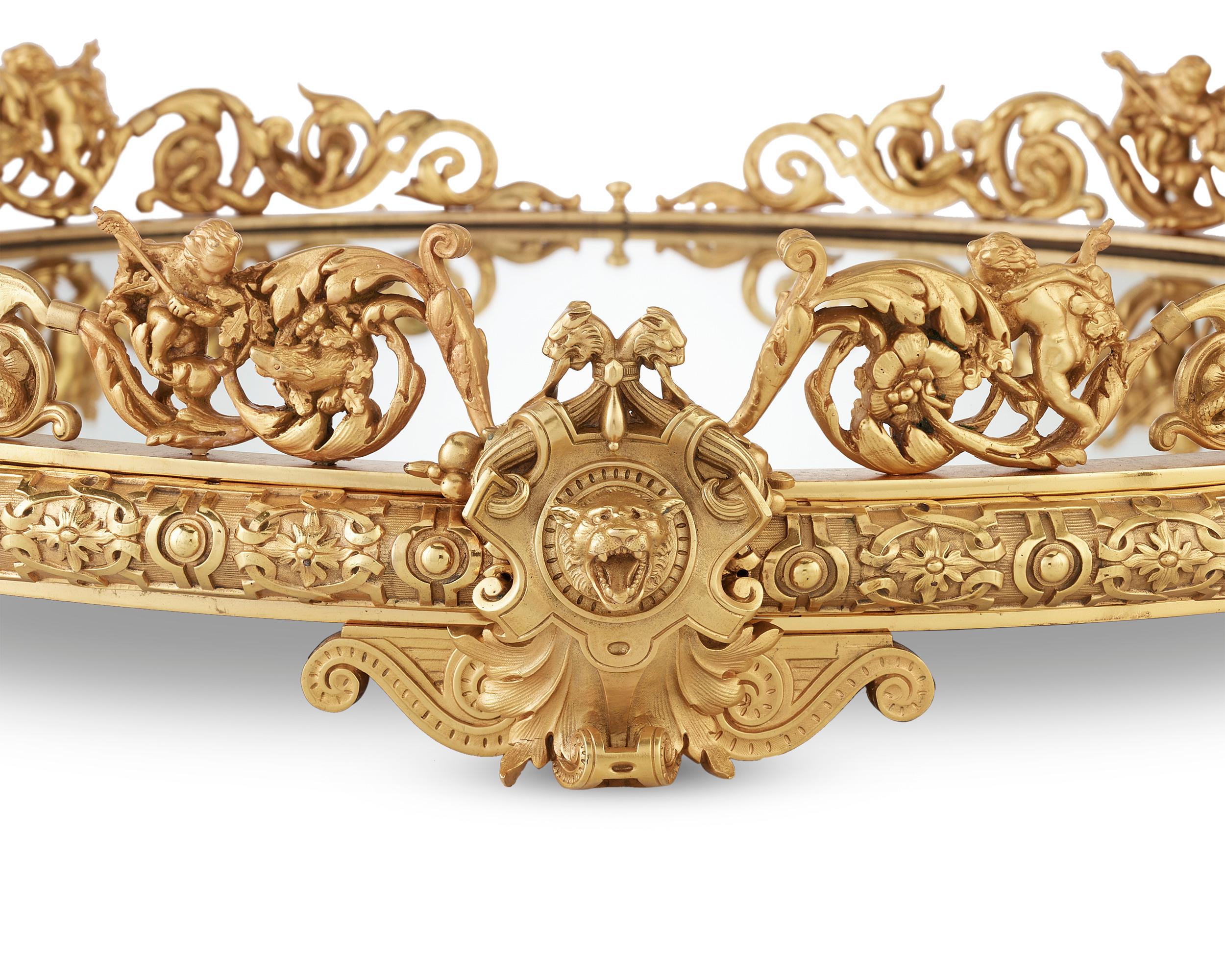 Neoclassical Ormolu Bronze Mirrored Plateau
