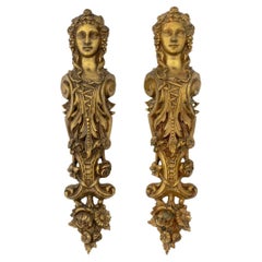 Ormolu Bronze Neoclassical Figural Mounts, Pair
