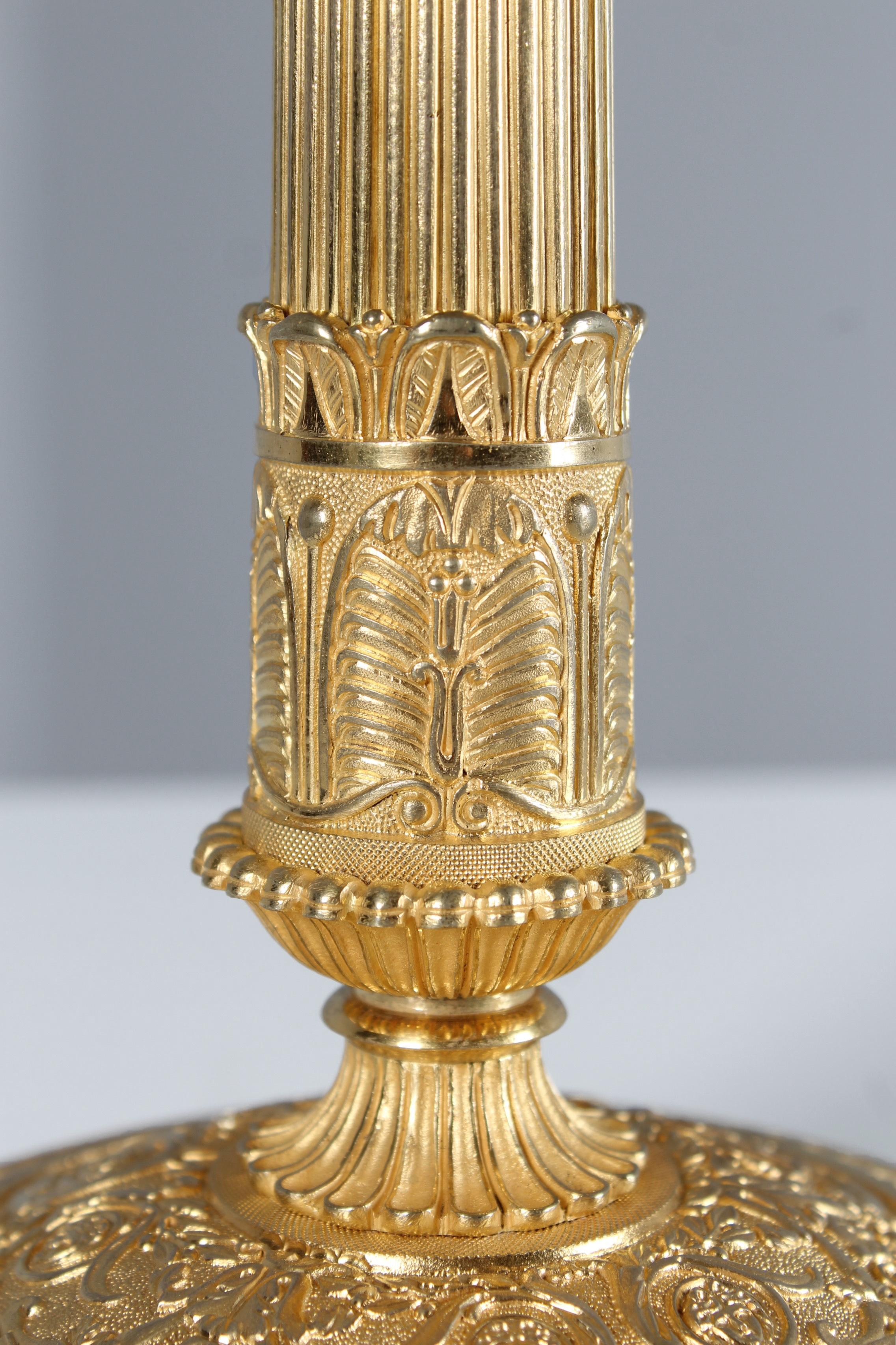 Charles X Ormolu Candlestick, Bronze Doré, France, 19th Century For Sale