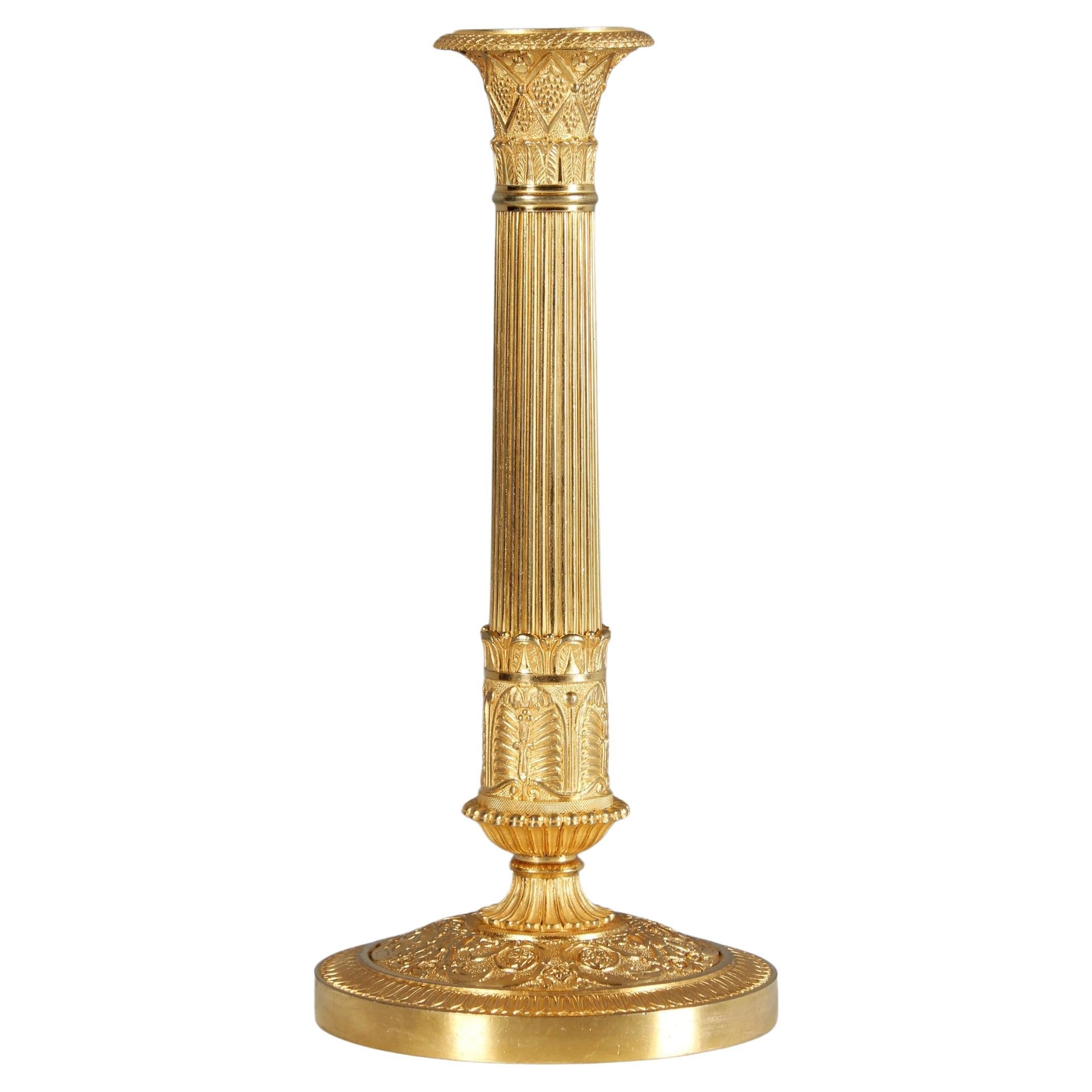 Ormolu Candlestick, Bronze Doré, France, 19th Century For Sale