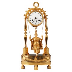 Pendule en bronze doré "avec balançoire", France, vers 1820