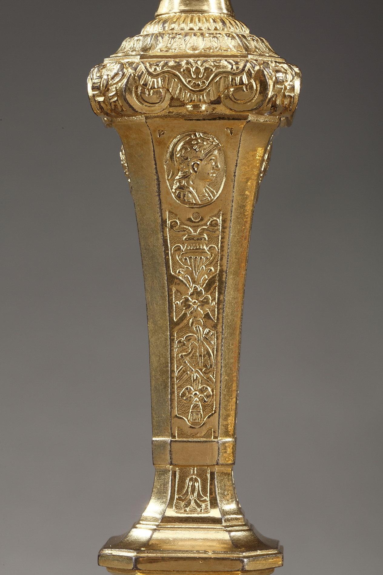 Gilt Ormolu Louis XIV-Louis XV Style Candlesticks