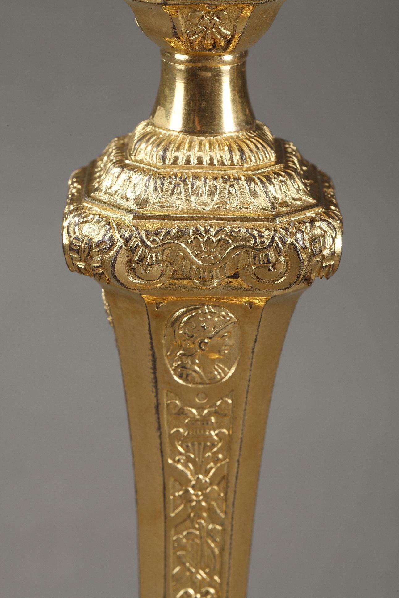 Bronze Ormolu Louis XIV-Louis XV Style Candlesticks