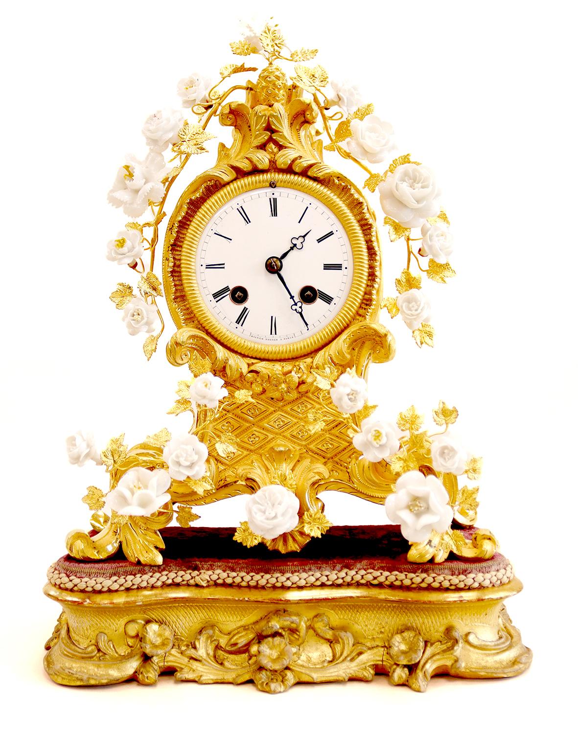 Louis XV Ormolu Mantel Clock By Raingo Freres, Paris