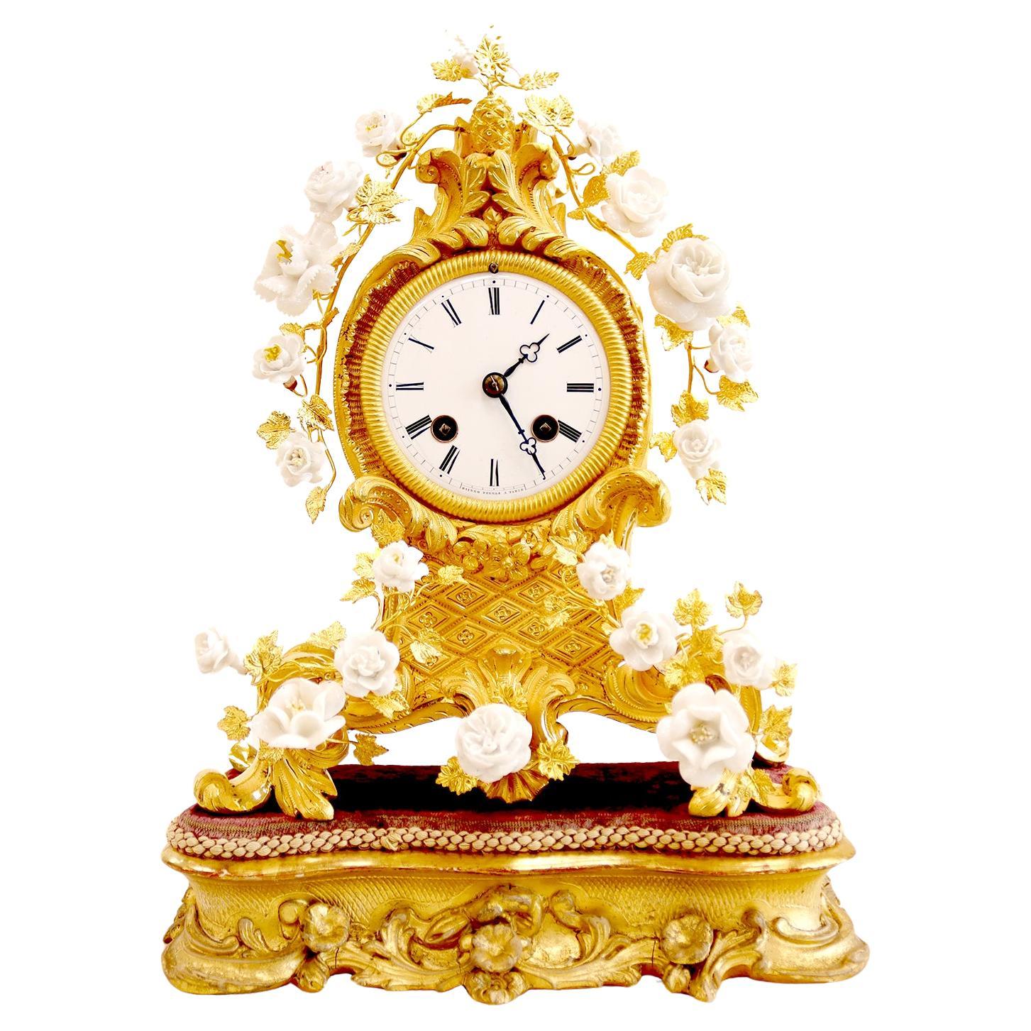 Ormolu Mantel Clock By Raingo Freres, Paris For Sale