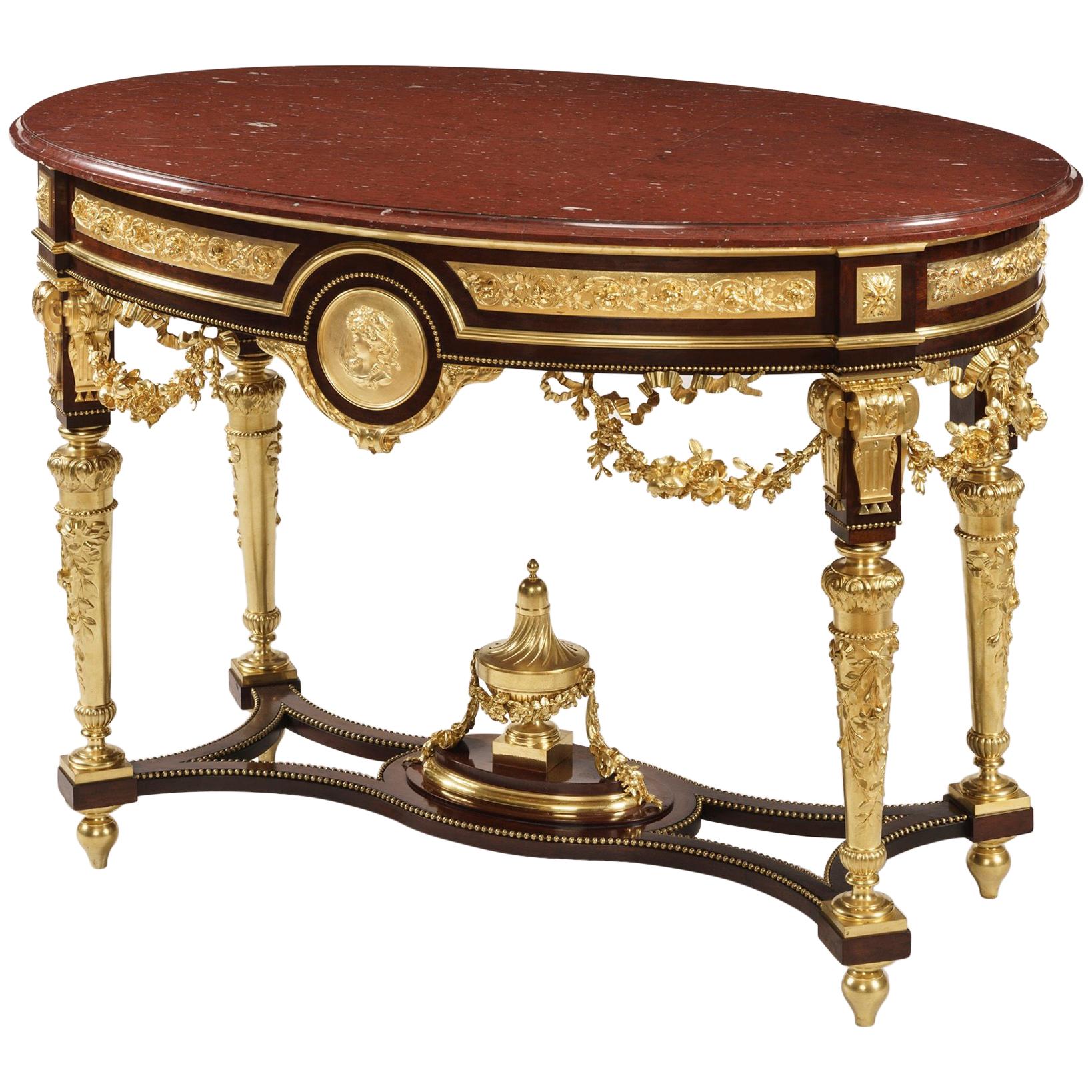 Ormolu Marble Top French Oval Centre Table