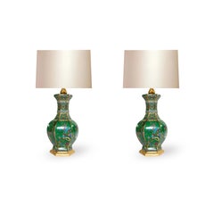 Ormolu Mount Famille Verte Porcelain Lamps