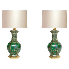 Ormolu Mount Famille Verte Porcelain Lamps