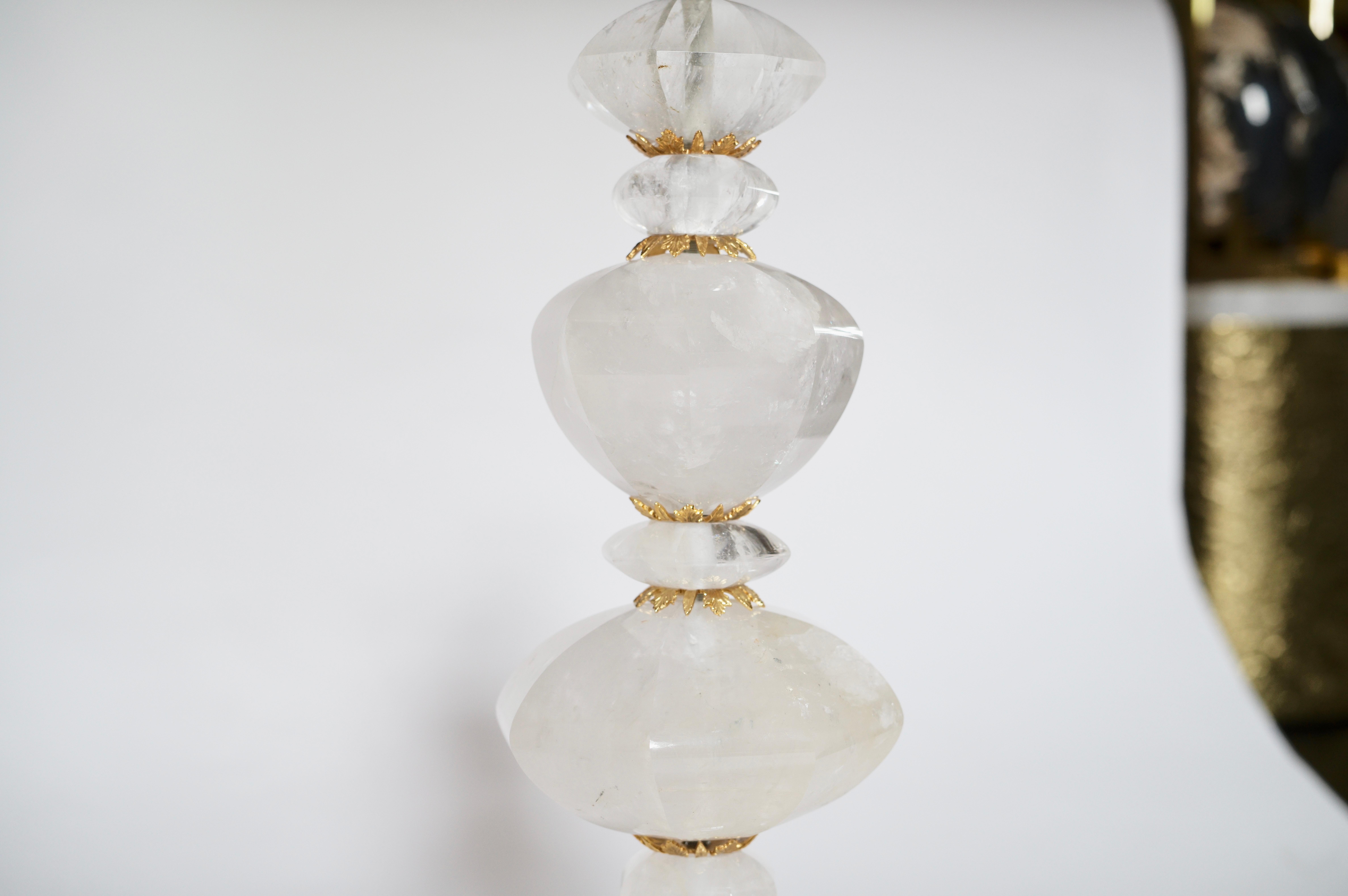 Ormolu Mount Rock Crystal Lamps By Phoenix  In New Condition For Sale In New York, NY