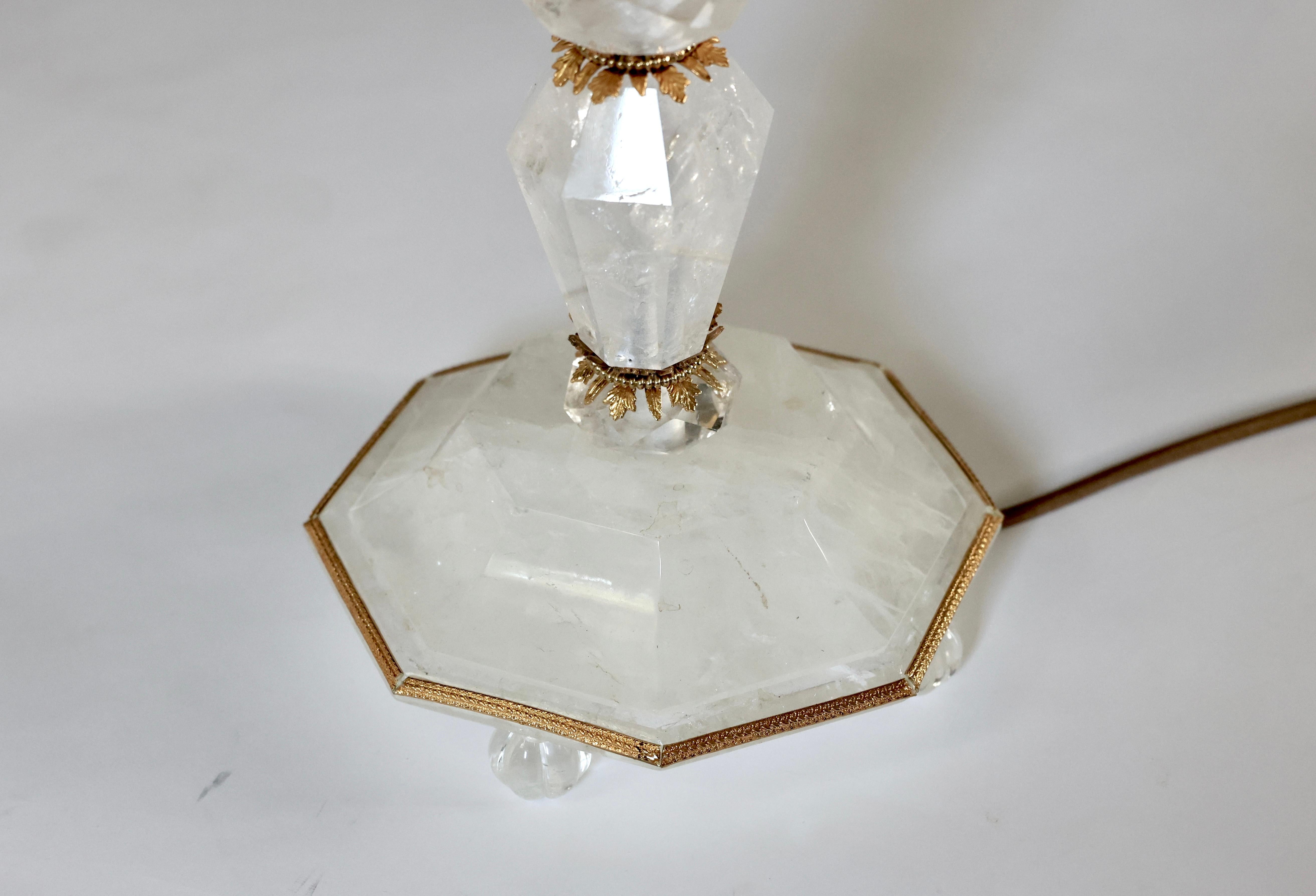 Ormolu Mount Rock Crystal Lamps  In Excellent Condition For Sale In New York, NY