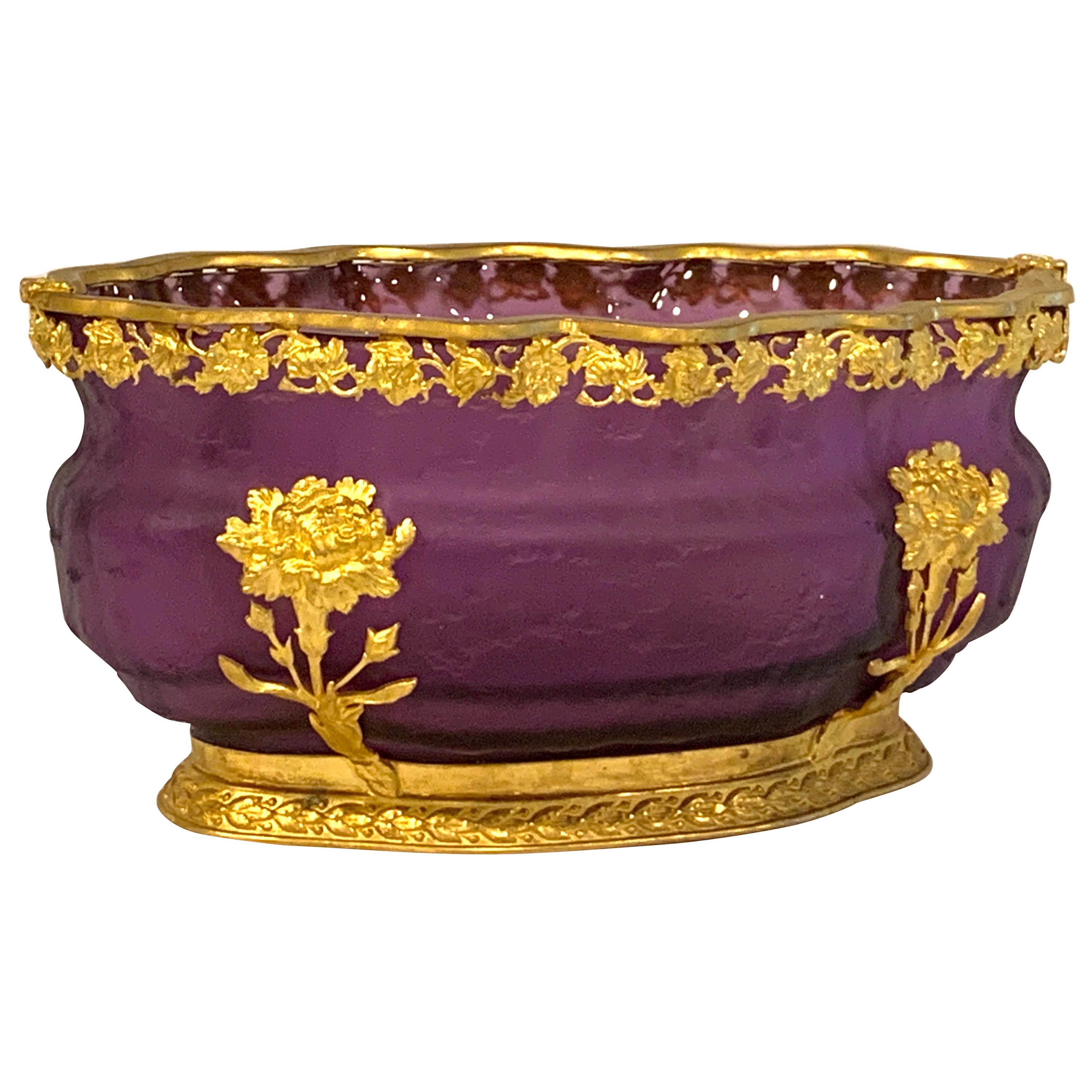 Ormolu Mounted Baccarat Amethyst Chipped Ice Centerpiece