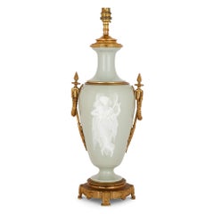 Ormolu Mounted Celadon Porcelain Pâte-sur-pâte Vase-Form Lamp