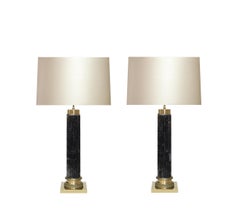 Lampen aus Bergkristall im Säulenstil mit Goldbronze-Montierung