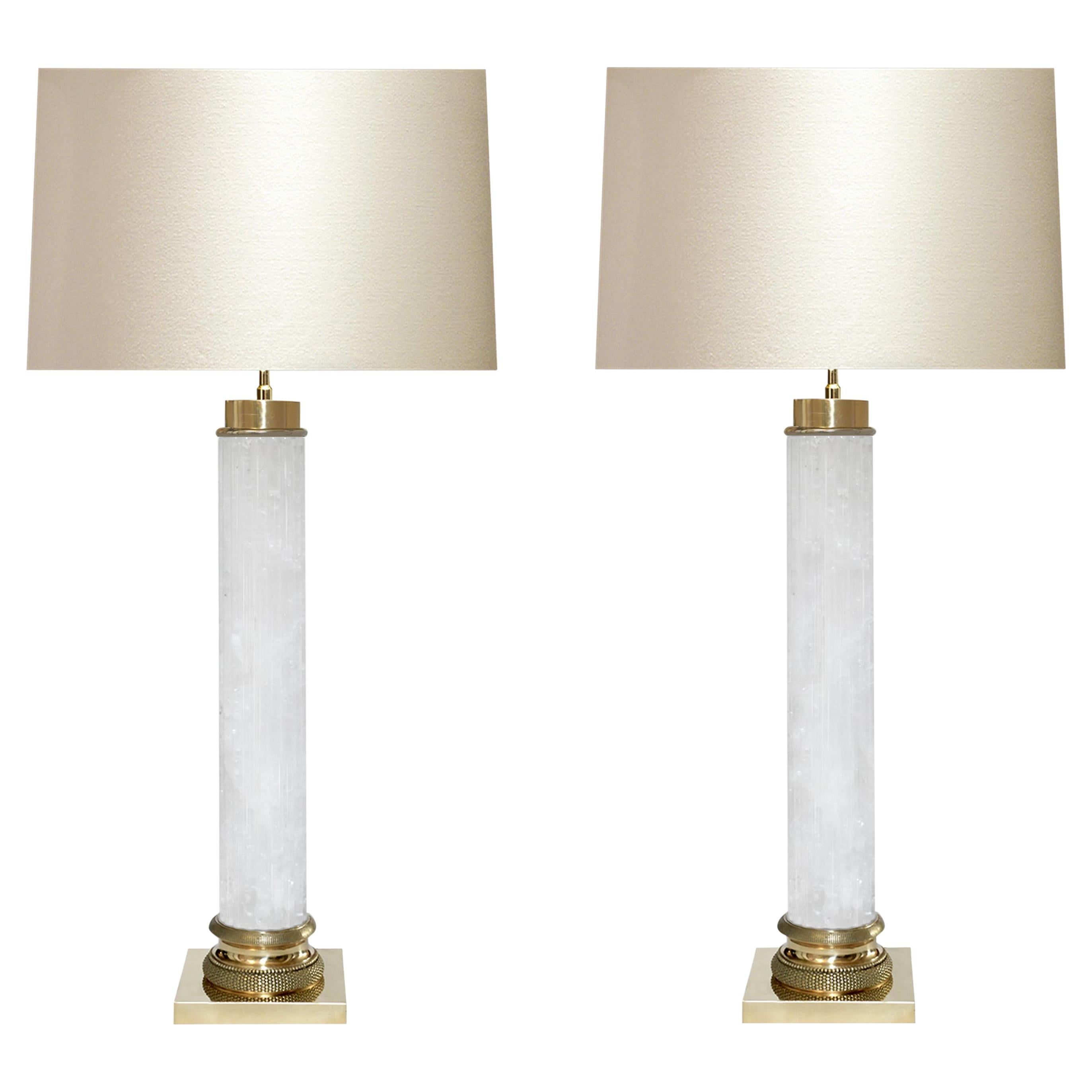 Ormolu-Mounted Column Style Rock Crystal Lamps