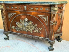 Ormolu Mounted French Regency Style Marble Top Sideboard Dry Bar