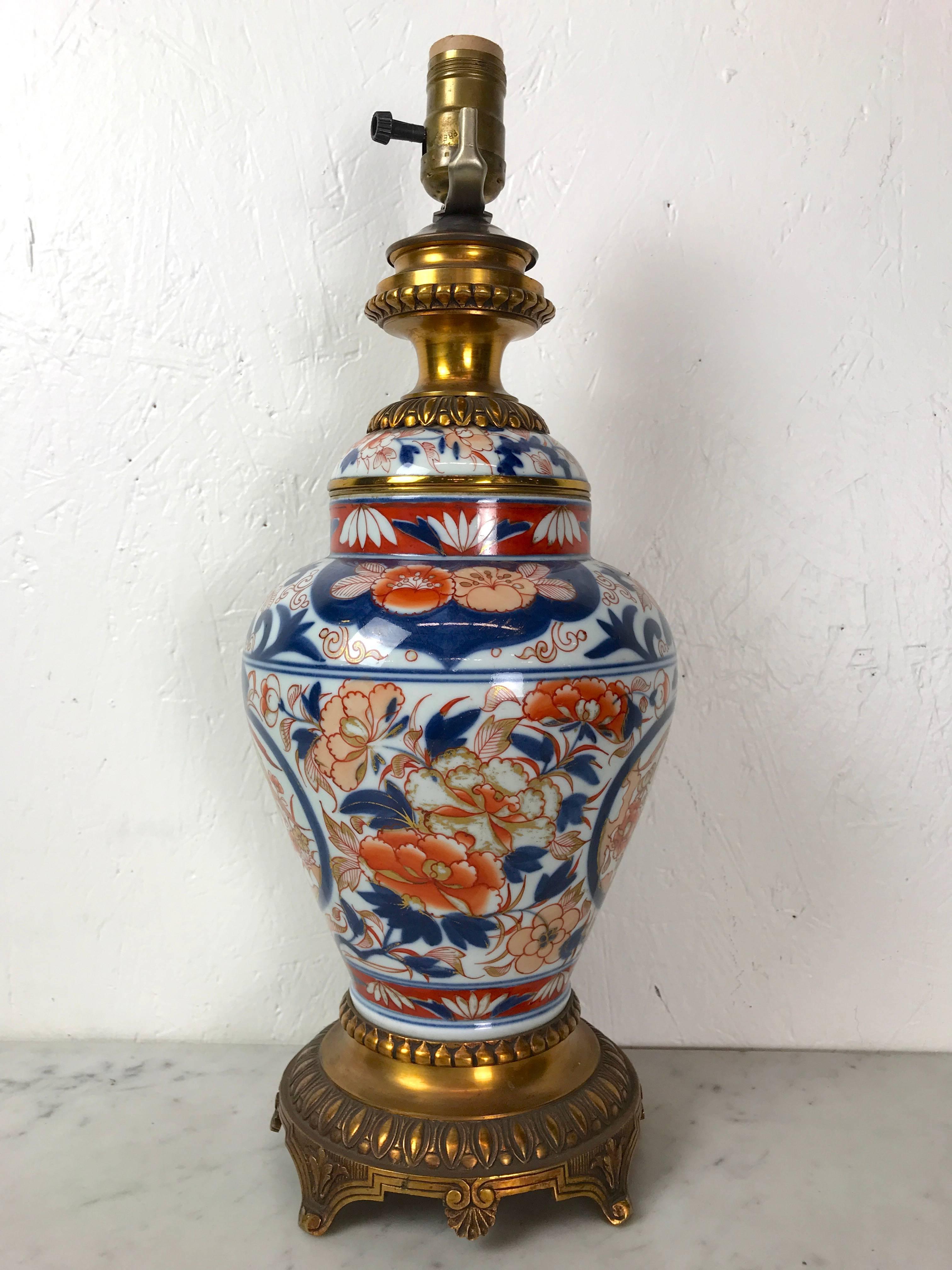 Ormolu-Mounted Imari Ginger Jar, Now as a Lamp In Excellent Condition For Sale In Atlanta, GA