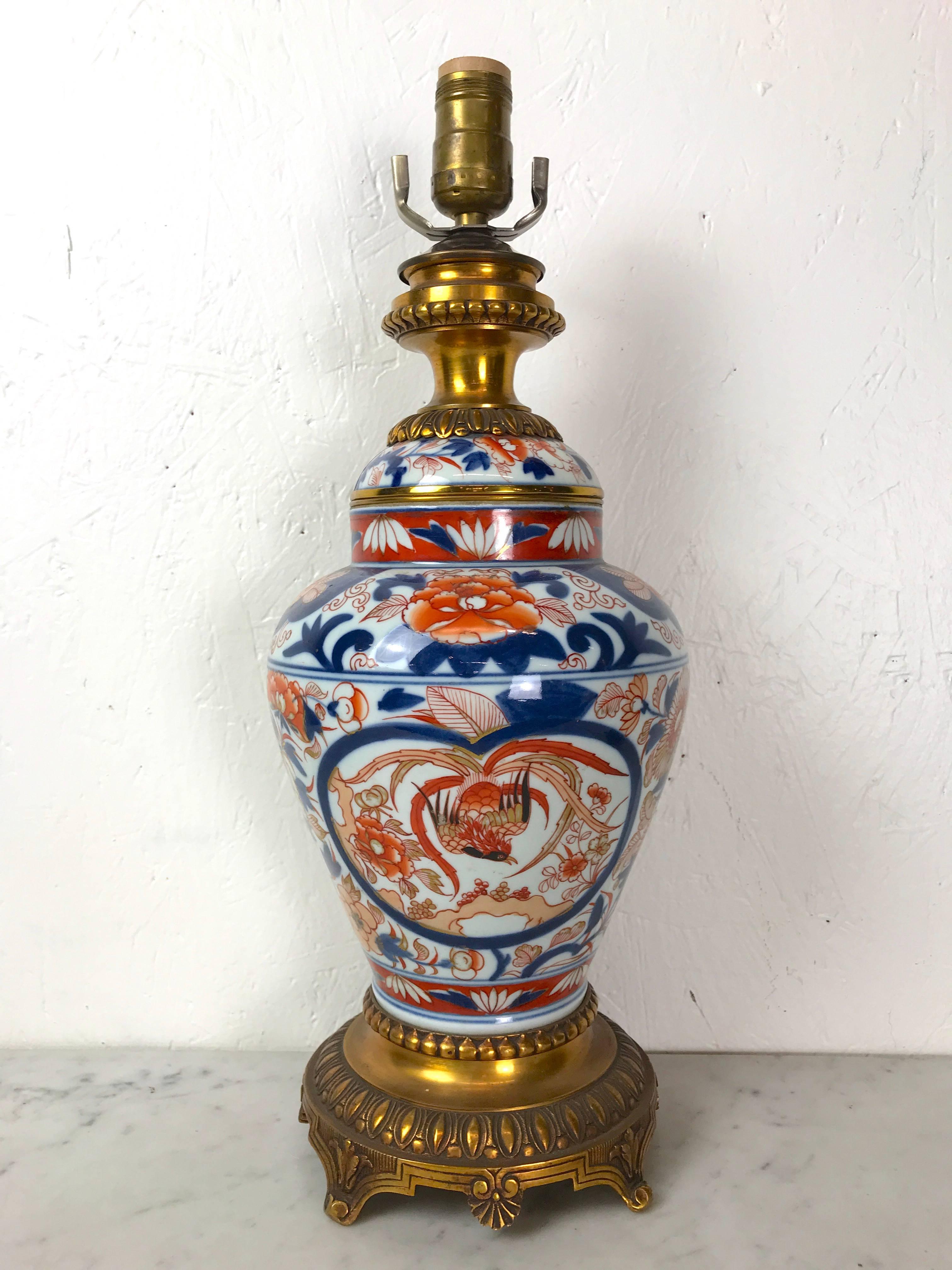 Porcelain Ormolu-Mounted Imari Ginger Jar, Now as a Lamp For Sale