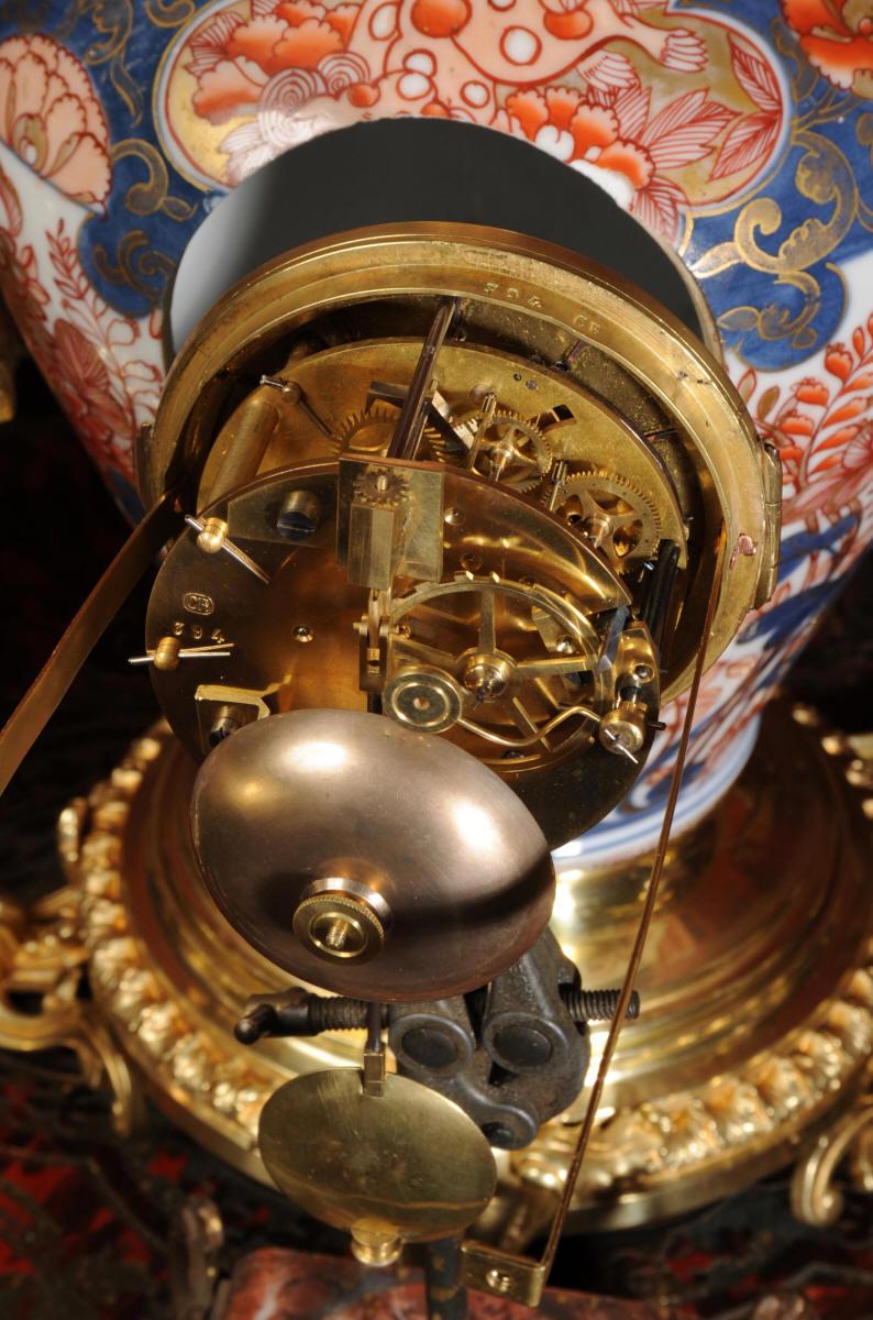 Ormolu Mounted Imari Porcelain Antique Clock Set For Sale 13