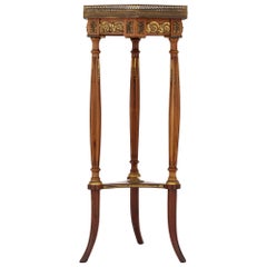 Ormolu-Mounted Mahogany Side Table with Hexagonal Marble Top