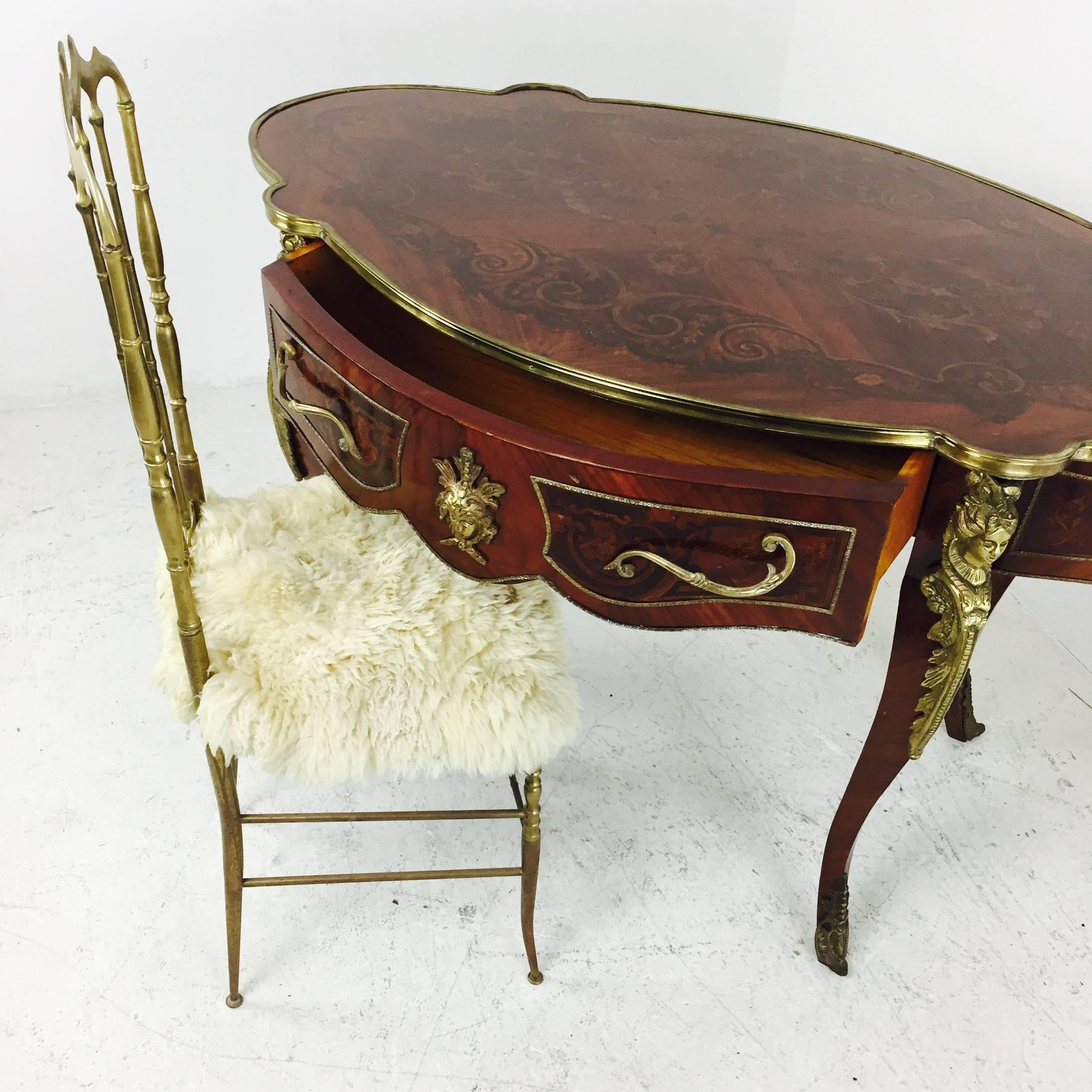 Ormolu-Mounted Marquetry Inlay Desk in the style of Francois Linke 3