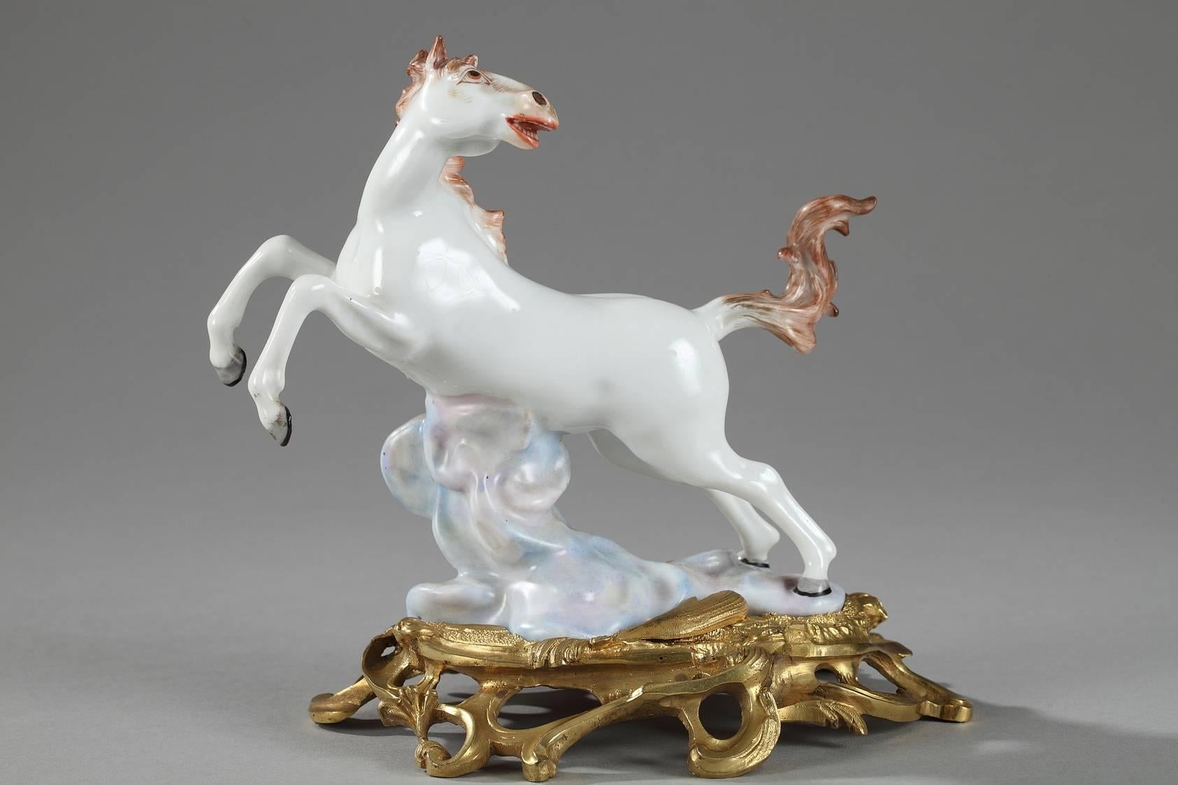 20th Century Ormolu-Mounted Porcelain Horses by Samson Manufactory For Sale