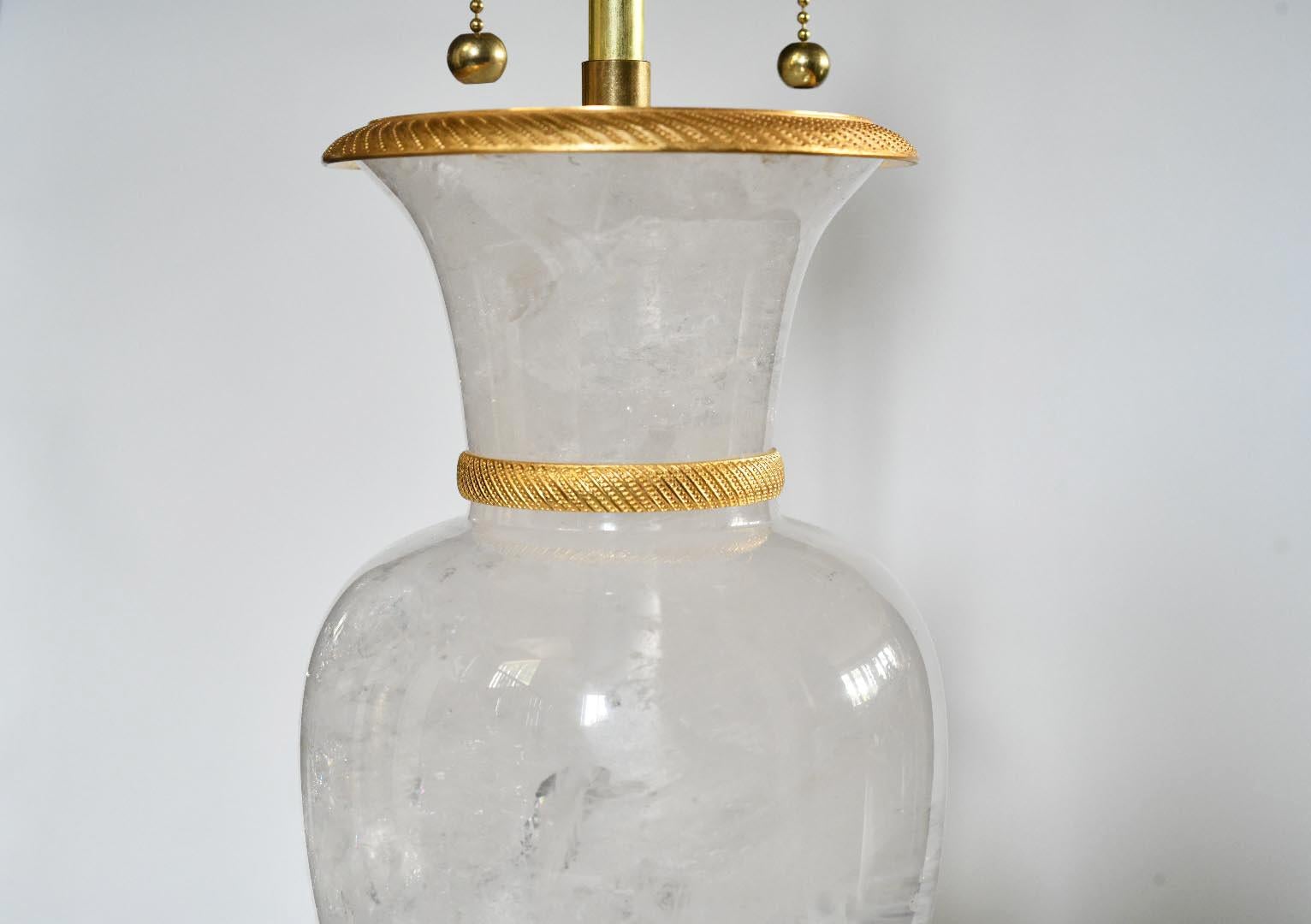 Ormolu-Mounted Rock Crystal Lamps In Excellent Condition In New York, NY