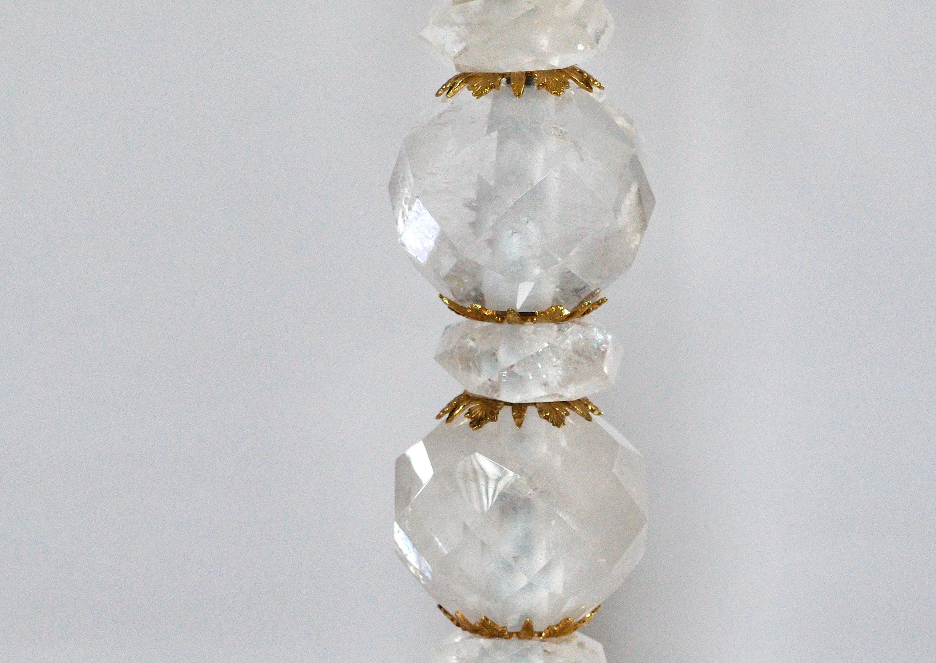 Contemporary Ormolu-Mounted Rock Crystal Quartz Lamps by Phoenix For Sale