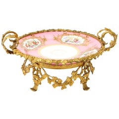 Ormolu Mounted Sevres Chateau De Bizy Porcelain Centrepiece, 1843, 19th Century