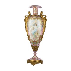Antique Ormolu-Mounted Sèvres-Style Pink-Ground Vase