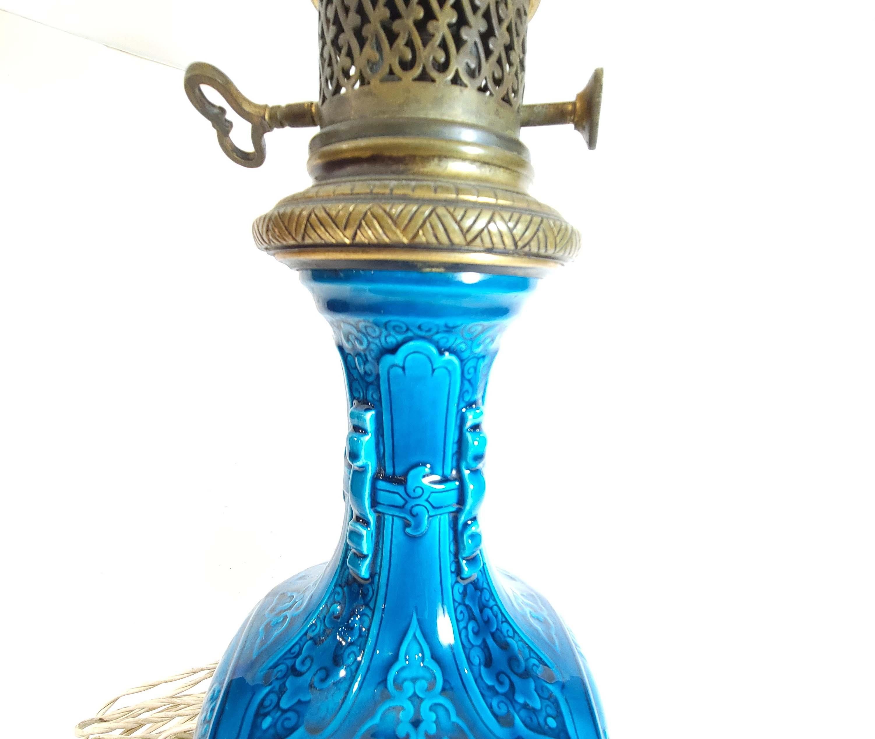 Chinoiserie Ormolu Mounted  THEODORE DECK 'PERSIAN BLUE' Vase Mounted as Lamp