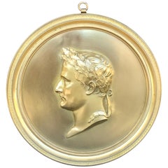 Ormolu Portrait Plaque, Napoleon as Caesar, after Bovy Antique Ormolu Portrait Plaque, Napoleon as Caesar, after Bovy