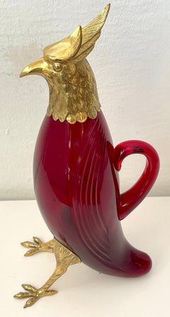 Ormolu & Red Crystal Figural Bird Decanter