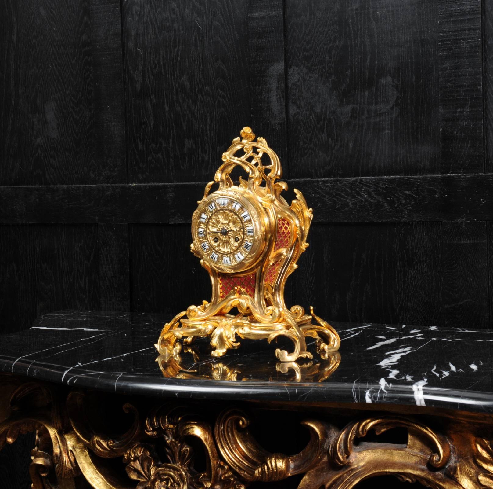 19th Century Ormolu Rococo Table Clock by Charpentier Paris