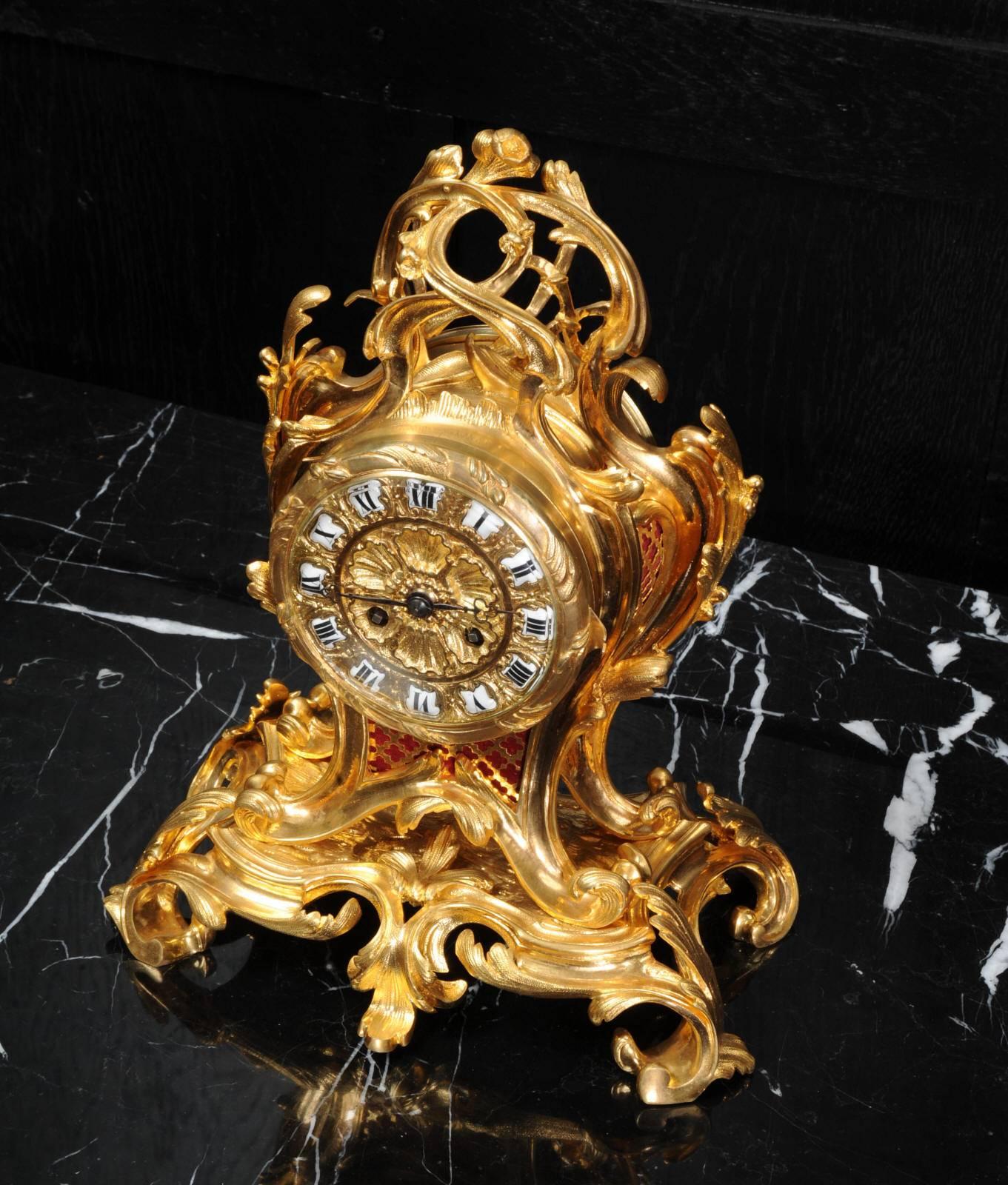 Ormolu Rococo Table Clock by Charpentier Paris 1
