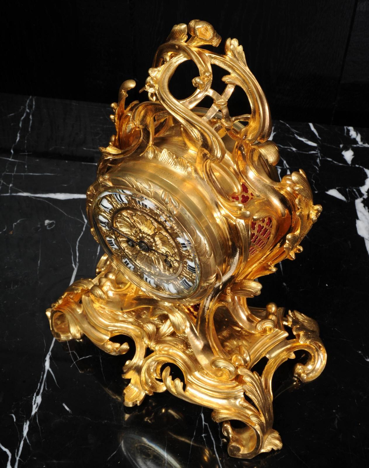 Ormolu Rococo Table Clock by Charpentier Paris 3