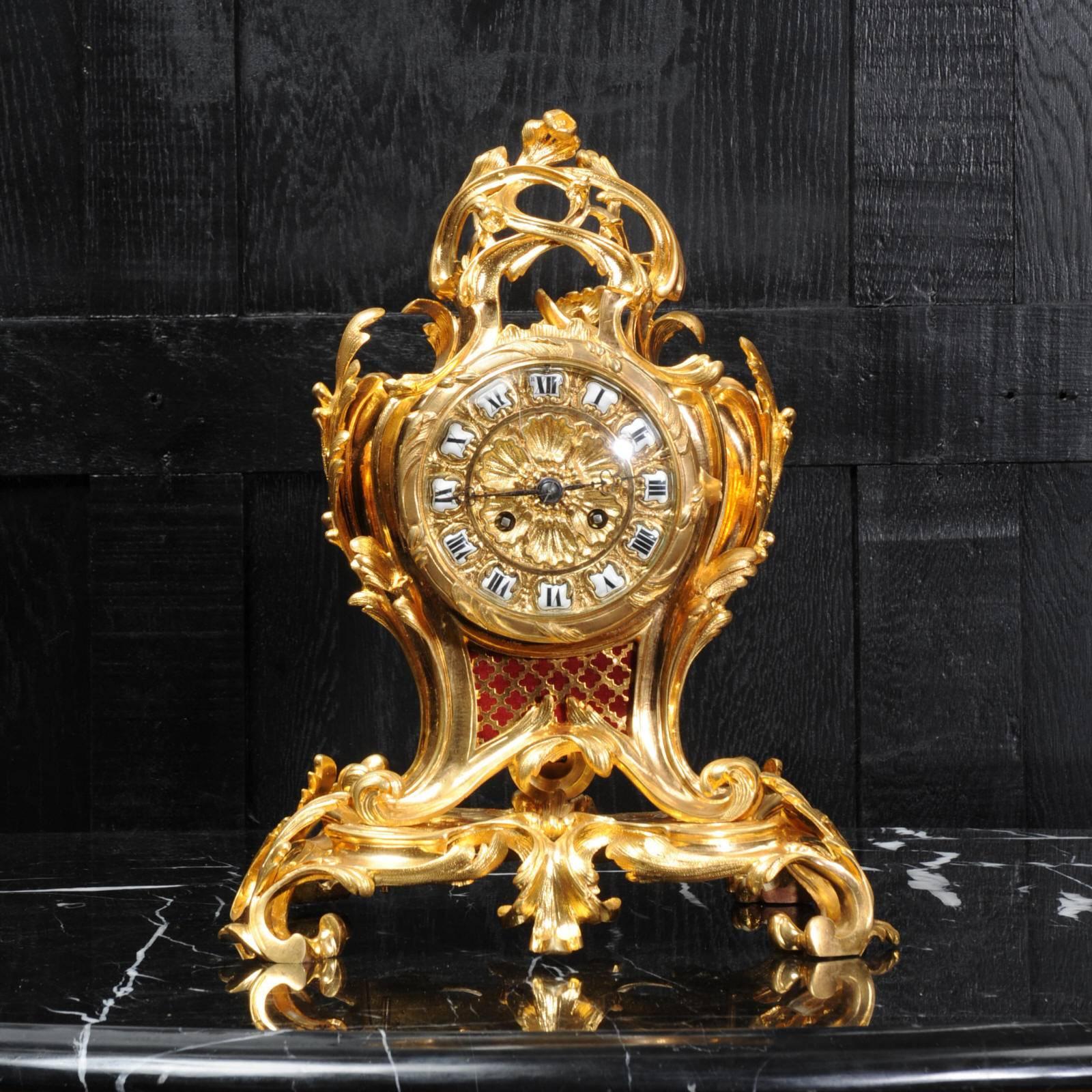 Ormolu Rococo Table Clock by Charpentier Paris 4
