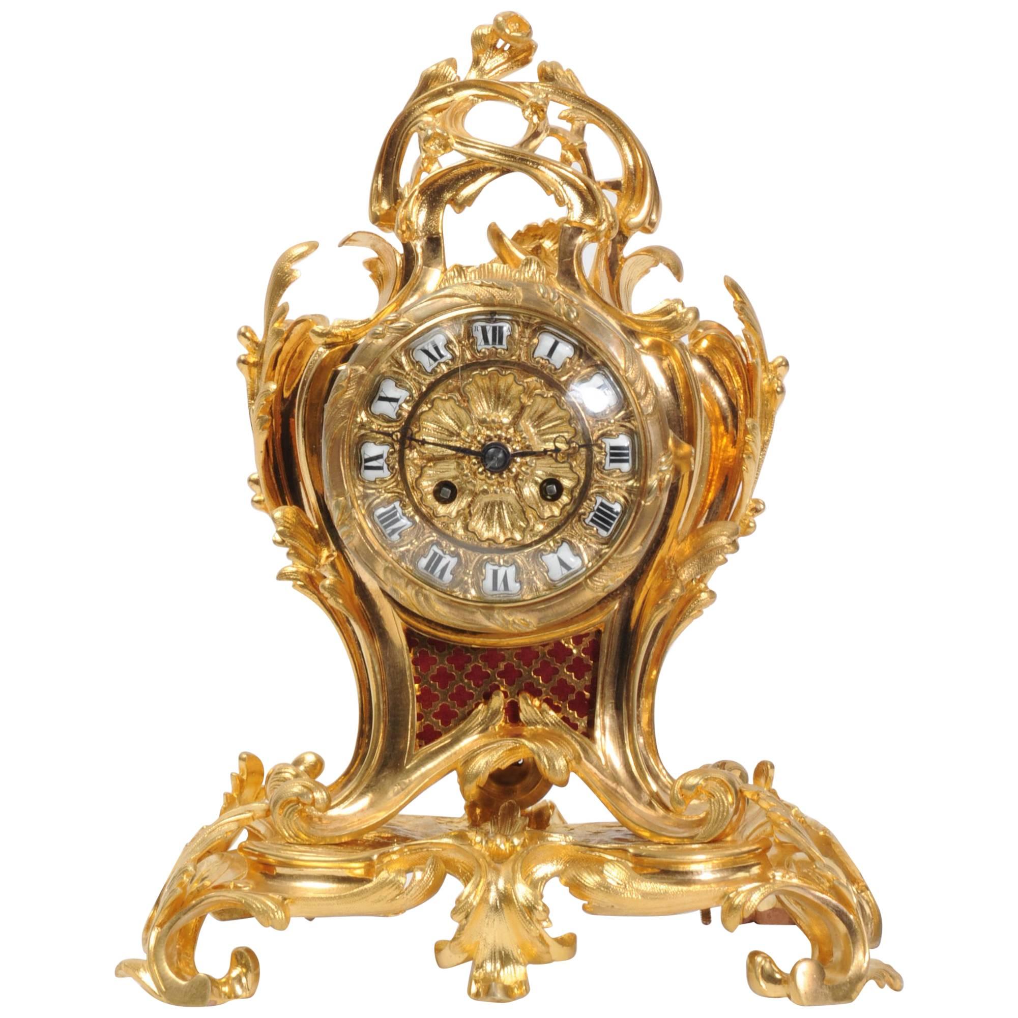 Ormolu Rococo Table Clock by Charpentier Paris