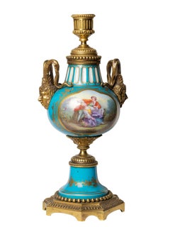 Candelabro de bronce y porcelana de Ormolu Sèvres François Boucher, Siglo XVIII