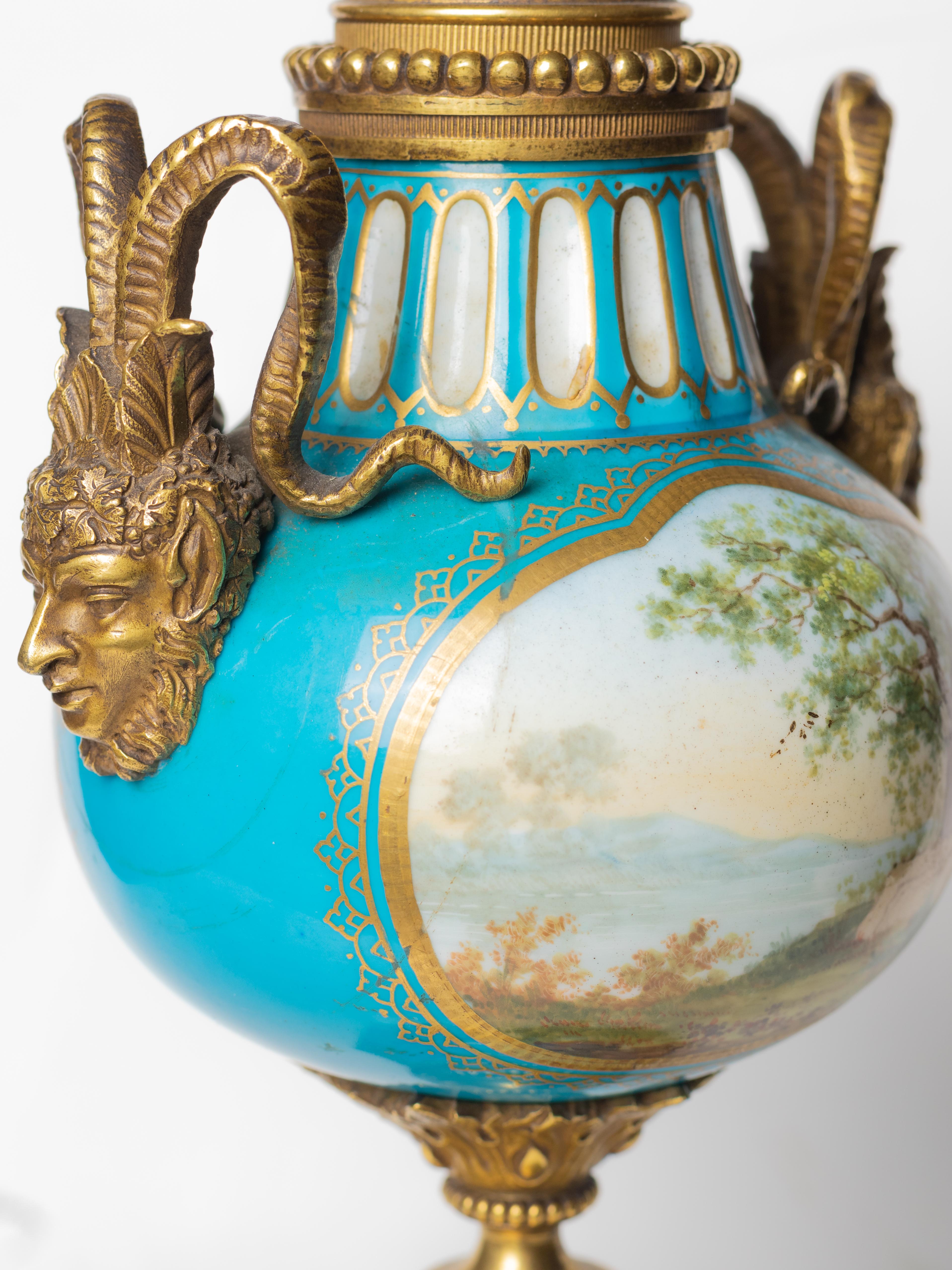 Hand-Painted Ormolu Sèvres Porcelain Bronze Candelabra François Boucher, 18th Century For Sale